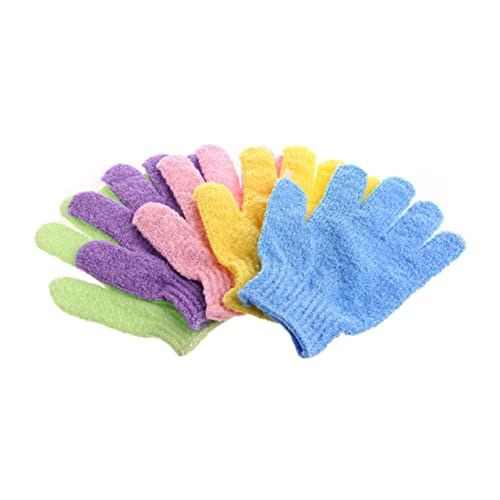 MUCKLILY 2 Stück Peeling Badehandschuhe Grün Dehnbare Duschhandschuhe für Körperpeeling Rückenschrubber Geeignet Maschinenwaschbar Einheitsgröße für Damen Herren Aufhängeschlaufe von MUCKLILY