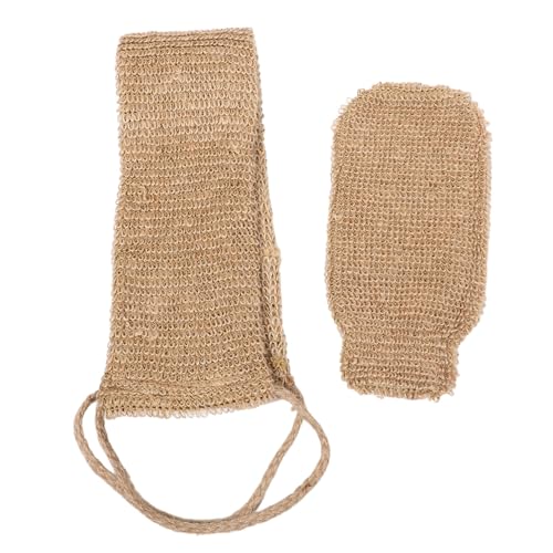 MUCKLILY 2 Stück Peeling Handschuhe Set Sisal Waschhandschuhe und Langer Badehandschuh zum Rückenreinigen Sanftes Peeling Natürliche Fasern für Männer und Frauen Effektive Hautreinigung von MUCKLILY