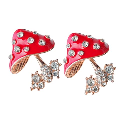 MUCKLILY 2 Stück Pilz Broschen aus Glänzendem Legierungsmetall Leichte Cartoon Anstecknadeln für Rucksack Kleidung Modische Pins für Alltag und von MUCKLILY