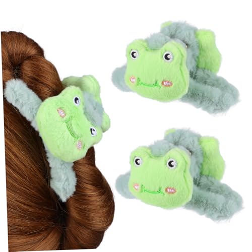MUCKLILY 2 Stück Plüsch Haarklammern Extra Große Flauschige Haarspangen mit Süßem Froschmotiv für Dickes Haar Starker Halt Leicht Tragbar Modisches Accessoire für Frauen und Mädchen von MUCKLILY