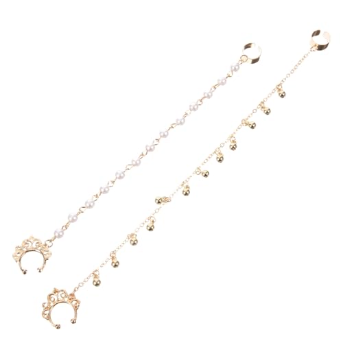 MUCKLILY 2 Stück Punk Ohr nasen kettenschmuck mit Imitat perlen Quaste Leichte Ohrclips Langlebig und Vielseitig für Damen Eleganter Art Deco Stil Komfortabel und Stabil von MUCKLILY