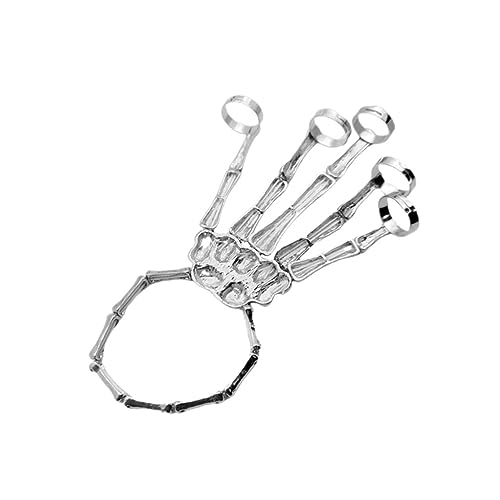 MUCKLILY 2 Stück Punk Schädel Hand Armband Metall Skeleton Hand Schmuck Vintage Gothic Stil für Halloween Kostüm Party Rock Stil Unisex von MUCKLILY