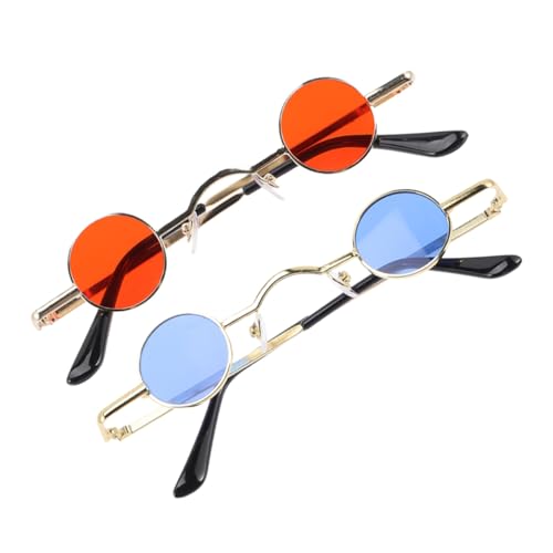MUCKLILY 2 Stück Retro Punk Sonnenbrille Rundes Metallgestell UV Schutz Langlebige Gläser für Damen Herren Party Reise Alltag von MUCKLILY