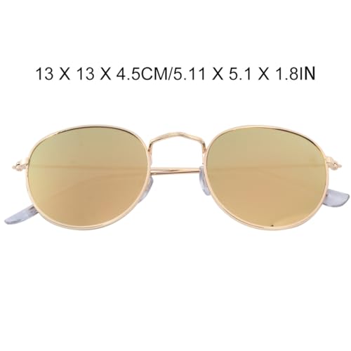 MUCKLILY 2 Stück Retro Sonnenbrillen mit Rundem Metallrahmen Modisch Verspiegelte Brillen in Gold und Grün Leichte Komfortable Vintage Sonnenbrille für Damen und Herren Robust und von MUCKLILY