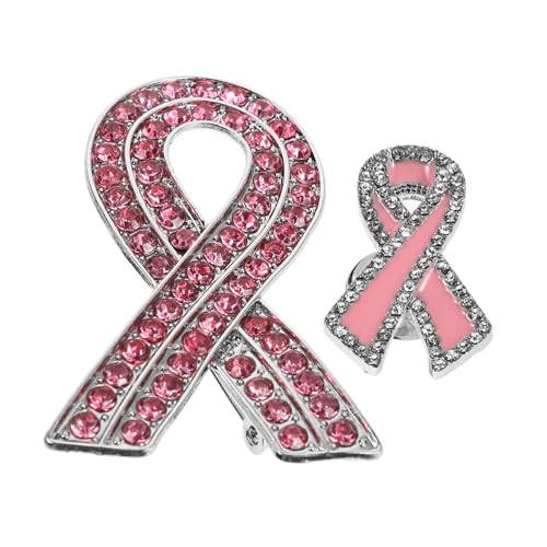 MUCKLILY 2 Stück Ribbon Broschen Legierung für Brustkrebsbewusstsein Abzeichen zur Unterstützung von Frauen Charity Aktionen Vielseitig Tragbar Kleidung Taschen Schals von MUCKLILY