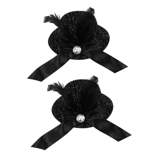 MUCKLILY 2 Stück Schwarze Feder Haarklammern Billycock Stil Haarschmuck für Mädchen und Damen Modische Haarspangen mit Feiner Verarbeitung Vielseitig für Alltag und Besondere Anlässe von MUCKLILY