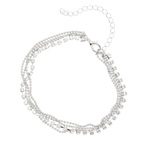 MUCKLILY 2 Stück Silbernes Fußkettchen Damen mit Künstlichen Diamanten Verstellbare Claw Chain Langlebige Legierung Korrosionsbeständig Modischer Fußschmuck für Strand und Alltag von MUCKLILY