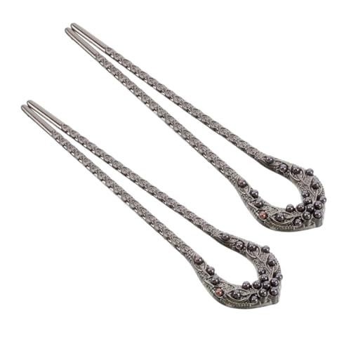 MUCKLILY 2 Stück Simulation Perlen Haarstäbchen U förmige Legierung Haarnadeln für Damen Chinesischer Stil Vintage Haarschmuck für Hochzeiten und Stilvolle Duttfrisuren von MUCKLILY