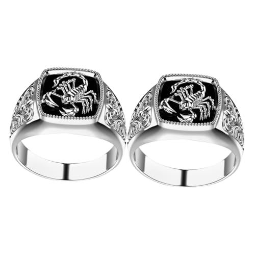 MUCKLILY 2 Stück Skorpionringe für Herren Vintage Stil Metallring Schmuck Geschenkbox Jahrestag Geschenk für Besondere Anlässe von MUCKLILY