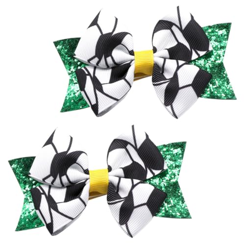 MUCKLILY 2 Stück Sportliche Fußball haarspangen für Mädchen Kleine Schleifenclips Festhaltend und Schonend Glatte Oberfläche Langlebige Haarschmuck accessoires in Klassischen Farben für von MUCKLILY