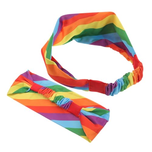 MUCKLILY 2 Stück Sportstirnband Damen Elastisch Buntes Regenbogen Haarband für Yoga Laufen Fitness Workout Zweifach Praktisch Schwitzabsorbierend Modisch Pride Month Accessoire von MUCKLILY