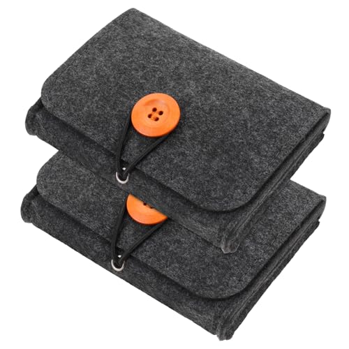 MUCKLILY 2 Stück Teiliges Ätherisches Öl Aufbewahrungsbeutel aus Filz Tragbare Organizer Tasche für Kleine Flaschen und Zubehör Kompakt und Praktisch für Reisen und Alltag Dunkelgrau von MUCKLILY