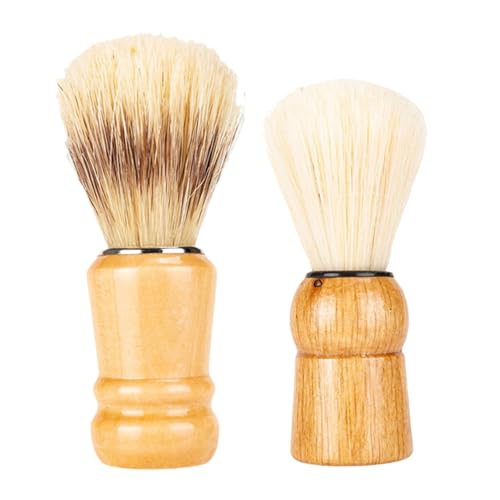 MUCKLILY 2 Stück Teiliges Holzgriff Rasierpinsel Bartbürste aus Nylon und Holz Langlebig Professionell für Herren Bartpflege und Styling Geschenkidee zum Vatertag von MUCKLILY
