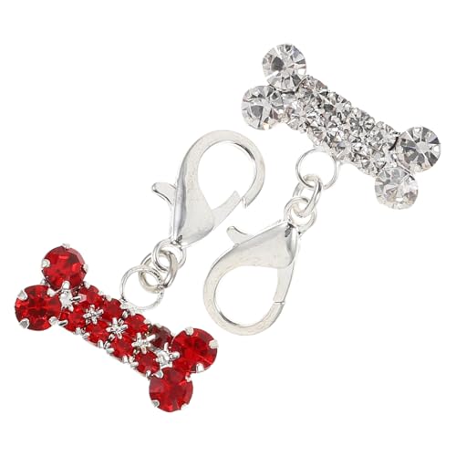 MUCKLILY 2 Stück Teiliges Hundehalsband Anhänger mit Funkelndem Hundeknochen Design Modische Haustier Schmuck für und Mittelgroße Hunde Langlebig und Sicher in Rot und Weiß von MUCKLILY