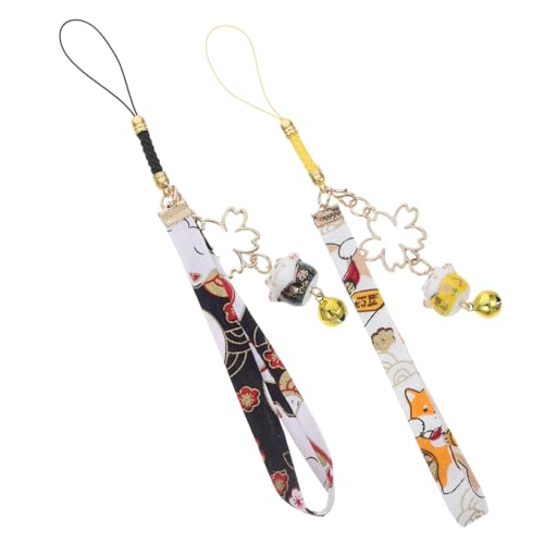 MUCKLILY 2stücke Schlüsselanhänger Mit Maneki Neko Katze Japanischer Stil Anhänger Für Handy Tasche Auto Schlüsselbund Glücklichglückskatze von MUCKLILY