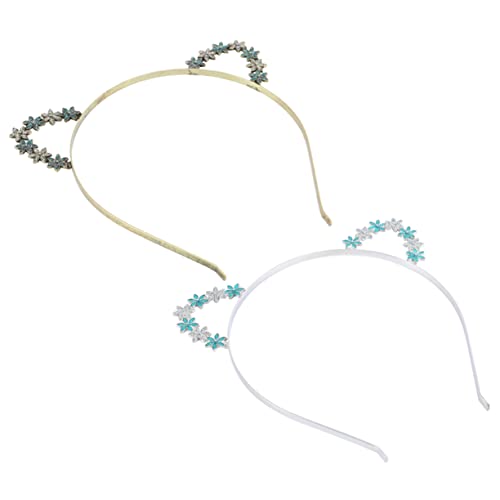 MUCKLILY 2 Stück Teiliges Katzenohren Haarreif Leichtes Komfortables Stirnband mit Blüten Design Geeignet für Damen und Langlebiges Formstabiles Haarschmuck Accessoire für von MUCKLILY