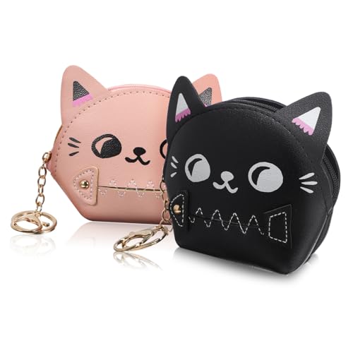 MUCKLILY 2 Stück Teiliges Kleine Geldbörse Damen Katzenmotiv Mini Portemonnaie Schlüsselmäppchen Münzfach Kompakt Vielseitig Tragbar in Schwarz und Niedliches Design MUCKLILY 2 Stück Teiliges Kleine Geldbörse Damen Katzenmotiv Mini Portemonnaie Schlüsselmäppchen Münzfach Kompakt Vielseitig Tragbar in Schwarz und Niedliches Design von MUCKLILY