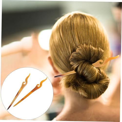 MUCKLILY 2 Stück Teiliges Natürliche Ox Horn Haarnadeln Haarschmuck Klassisch Elegant Haarschieber für Dutt Hochsteckfrisuren Damen Vintage Styling Zubehör Geschenk von MUCKLILY
