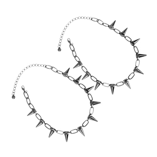 MUCKLILY 2 Stück Teiliges Punk Spike Choker Damen Vintage Halskette Retro Statement Schmuck für Partys Konzert Modisches Accessoire für Teenager Mädchen und Freundinnen von MUCKLILY