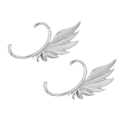 MUCKLILY 2 Stück Teiliges Retro Flügel Ohrklemmen Damen Ohrclip ohne Piercing Punk Stil Modische Ohrringe für Mädchen und Frauen Geschenk Schmuck Zubehör von MUCKLILY