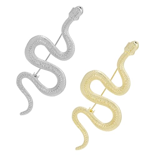 MUCKLILY 2 Stück Teiliges Schlangen Vintage Gothic Stil Modische Anstecknadeln in Gold und Silber für Pullover Schal Mantel Unisex Schmuckaccessoire Geschenk für Freunde von MUCKLILY