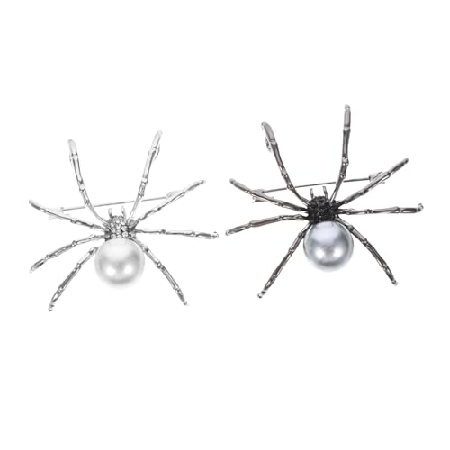MUCKLILY 2 Stück Teiliges Spinnen broschen Langlebigem Legierungsmetall mit Perlendetail Modisches Accessoire für Damen und Mädchen als Dekoration von Kleidung und Taschen von MUCKLILY