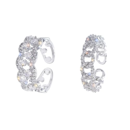 MUCKLILY 2 Stück Trendiger Damen Fingerring Offener Ring mit Strass Verstellbar Einfaches Chic Design Feine Verarbeitung Kreatives Schmuck Ornament für Alltag und Geschenk von MUCKLILY