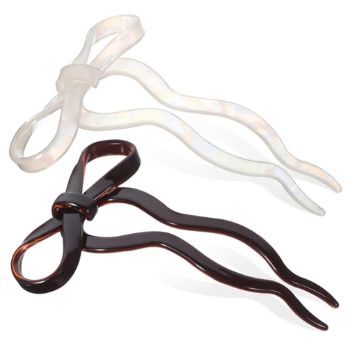 MUCKLILY 2stücke Schleifen-haarnadeln Aus Acetat Für Frauen Französische Haarspangen U-förmige Haargabeln Zum Stylen Haarschmuck Für Hochsteckfrisuren Und Mehr von MUCKLILY