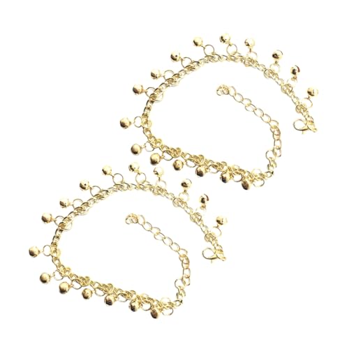 MUCKLILY 2 Stück Verstellbare Fußkettchen mit Glockenanhängern für Damen Modische Mehrschichtige Knöchelkette Leichtes Robustes Schmuck Sommer Strand und Alltag von MUCKLILY