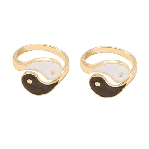MUCKLILY 2 Stück Verstellbarer Vintage Ring mit Chinesischem Trigramme Design Offener Fingerring für Damen Kreativer Schmuck mit Tai Chi Symbol Eleganter Statement ring von MUCKLILY
