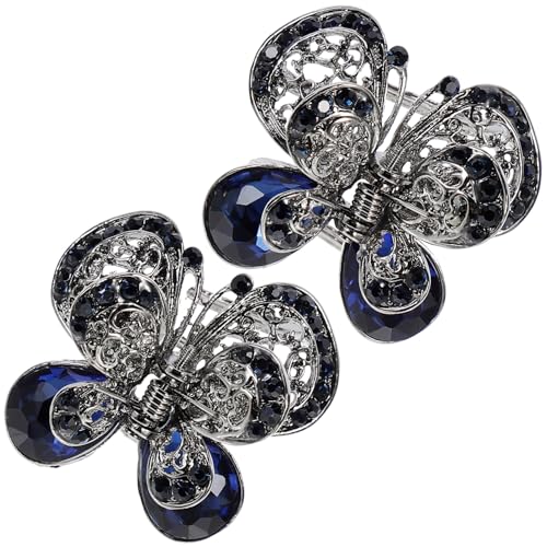 MUCKLILY 2 Stück Vintage Haarklammer Schmetterling Strass Kristall Haarklammern Damen Haarspangen Elegant Modisch für Party Alltag Geeignet von MUCKLILY