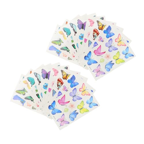 MUCKLILY 20 Blatt Bunte Schmetterling Tattoos Aufkleber Temporäre Klebetattoos für Erwachsene Hautfreundlich Sicher Einfach zu Entfernen als Party Mitgebsel und Körperschmuck von MUCKLILY