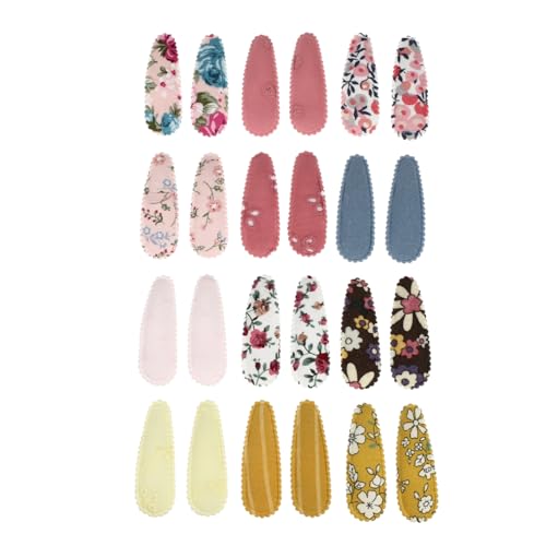 MUCKLILY 24 Stück Teiliges Haarschmuck Blumenmuster Dekorative Stoff haarspangen für Mädchen Langlebige Haarklammern Fester Sitz Geeignet für Alltag Party und Festlichkeiten von MUCKLILY