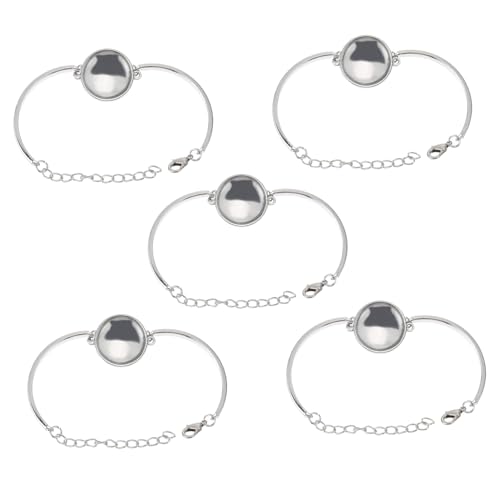 MUCKLILY 25 Stück Teiliges Armband Lünette Tablett Set Rund Weißer Legierung Cabochon Glas DIY Schmuckherstellung Zubehör für Personalisierte Zeitglas Schmuckkreationen von MUCKLILY