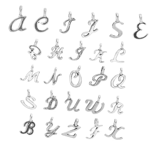 MUCKLILY 26 Stück Teiliges Buchstaben anhänger Metall DIY Schmuckanhänger für Armband Halskettenherstellung Kleine Alphabet perlen zum Auffädeln Vielseitig für Personalisierte von MUCKLILY