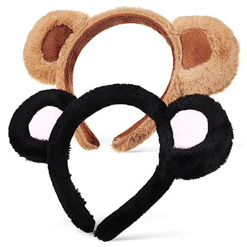 MUCKLILY 2Stücke Bärenohren Haarbänder Flauschige Tierstirnbänder für Cosplay Halloween und Weihnachten für Partys und Besondere Anlässe von MUCKLILY