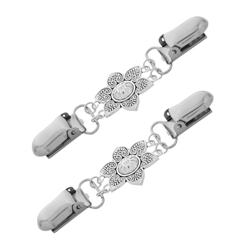 MUCKLILY 2stücke Vintage Pullover-clips Blumen-schal-clips Retro Strickjackenkragen Hemd Kleider Kettenverschluss Blumen Brosche Pins Für Damen von MUCKLILY