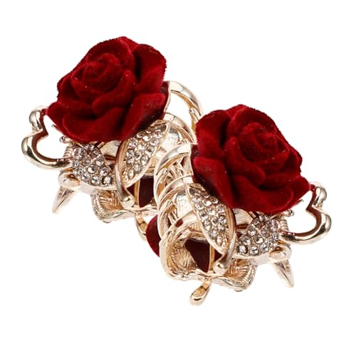 MUCKLILY 2Stücke Kleine Haarklemmen mit Rosafarbene Haarspangen für Damen Retro Haarkrallen für Formelle und Ungezwungene Anlässe für Dünnes und Mittleres Haar von MUCKLILY