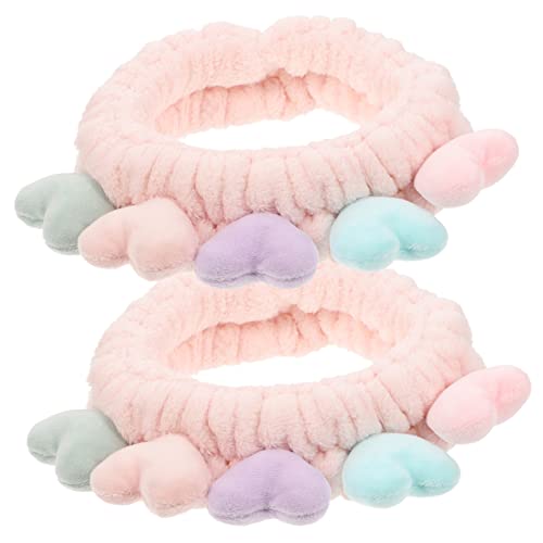 MUCKLILY 2Stücke Make Up Stirnbänder mit Elastische Haarbänder für Gesichtswaschen Hautfreundlich und Bequem für Damen Champagnerfarben von MUCKLILY