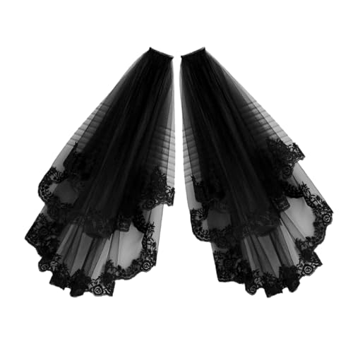 MUCKLILY 2Stücke Schwarzer Spitzenschleier Hexenkopfschmuck für Halloween Kostümparty Langlebig und Leicht mit Haarkamm für Vielseitig Einsetzbar für Verschiedene MUCKLILY 2Stücke Schwarzer Spitzenschleier Hexenkopfschmuck für Halloween Kostümparty Langlebig und Leicht mit Haarkamm für Vielseitig Einsetzbar für Verschiedene von MUCKLILY