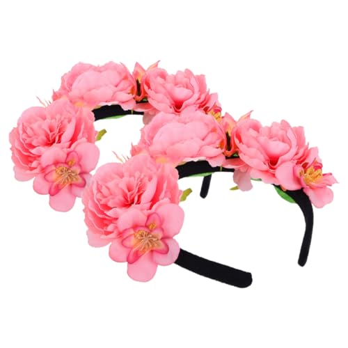 MUCKLILY 2Stücke Stirnband Pfingstrose Krone Für Damen Modischer Haarschmuck Für Teeparty Festival Und Hochzeit Leicht Und Langlebig Pinkes Haaraccessoire Für Verschiedene von MUCKLILY