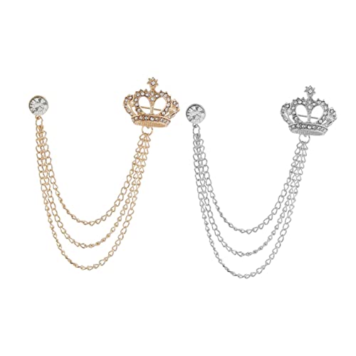 MUCKLILY 2stücke Strass Pullover Clips Kragen Broschen Herren Damen Mit Kette Für Anzug Hemd Outfit Für Hochzeit Party Kostümparty von MUCKLILY