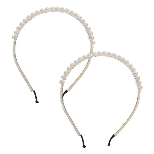 MUCKLILY 2Stücke Teiliges Perlenhaarband für Damen Stilvolle Kopfbedeckung für Hochzeiten und Besondere Anlässe Modisches Stirnband mit Hochwertigem Material Weiß von MUCKLILY