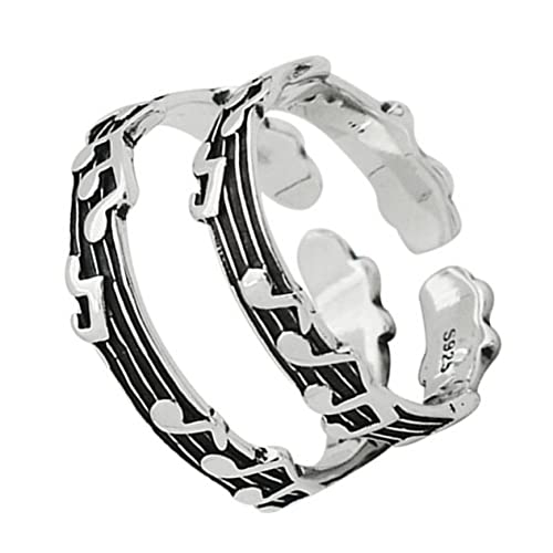 MUCKLILY 2stücke Dekorative Partner-ringe Im Verstellbare Musiknoten-ringe Für Damen Und Herren Antike Fingeraccessoires Mit Feiner Verarbeitung Als Valentinstagsgeschenk von MUCKLILY