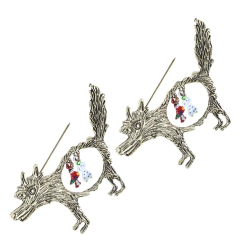 MUCKLILY 2stücke Vintage Wolfsbrosche Aus Zinklegierung Kleidungsbrosche Mit Hohlem Design Anstecknadel Für Schal Kragen Rucksack Party Und Hochzeitsaccessoires Metallschmuck Für Damen von MUCKLILY