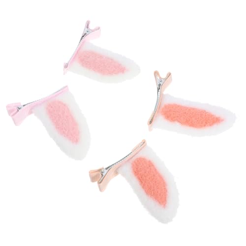 MUCKLILY 2paare Kaninchenohr-haarspangen Für Mädchen -haaraccessoires Häschen-haarschmuck Aus Legierung Und Plüsch Haarspangen Für Süße Haarklammern von MUCKLILY