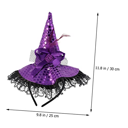 MUCKLILY 2St Halloween-Stirnband Rollenspiel-Outfits Kleidung für Kinder Cosplay-Hexen-Stirnband Kinderhüte Mini Tiara Cosplay-Kappe Drama-Hut bilden Kopfbedeckung Hexen Hut Violett von MUCKLILY