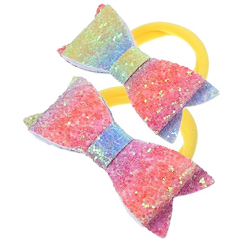 MUCKLILY 2stücke Glitzer-haargummis Mit Schleife Elastische Pferdeschwanzhalter Für Mädchen Haargummis Mit Schleife Für Junge Mädchen Haarschleifen Für von MUCKLILY