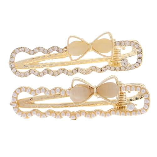 MUCKLILY 2stücke Haarspange Mit Schleife Strass Und Kunstperlen Modisches Haar-accessoire Für Damen Sicherer Für Alltag Und Anlässe von MUCKLILY