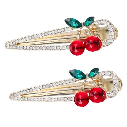 MUCKLILY 2stücke Kirsche Haarspange Mit Strass Für Mädchen Zarte Entenschnabel Haar Clip Für Partys Und Kostüme von MUCKLILY